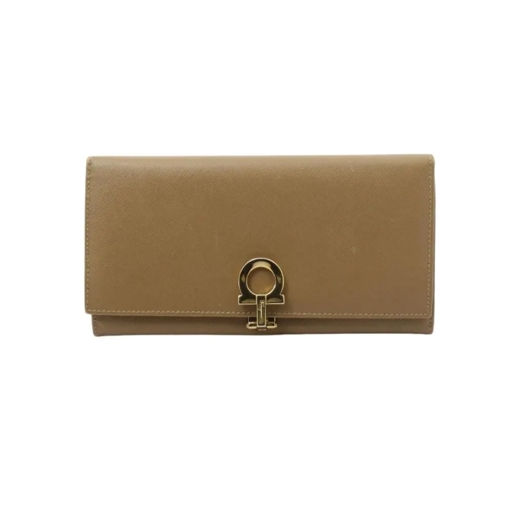 Ferragamo Brown Gancini Long Wallet